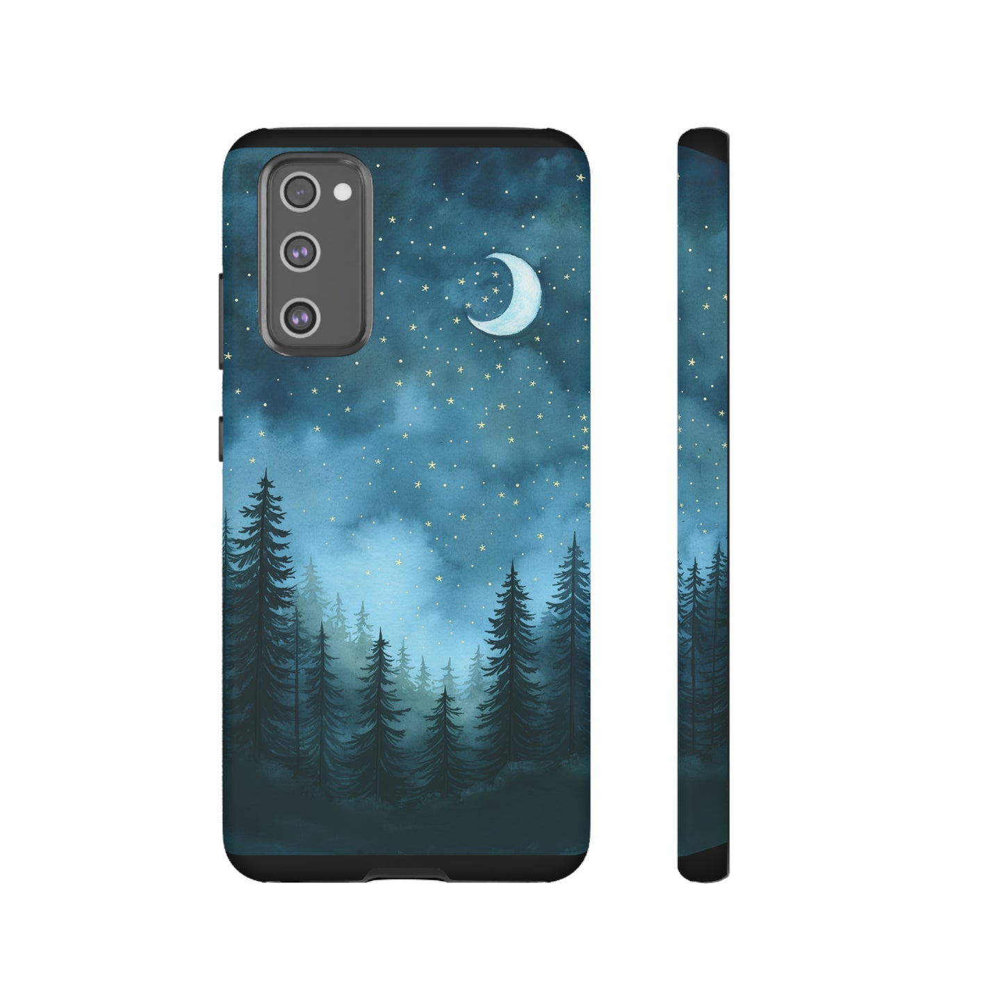 Forest Night Watercolor Tough Phone Case, Outdoors Smartphone Cover