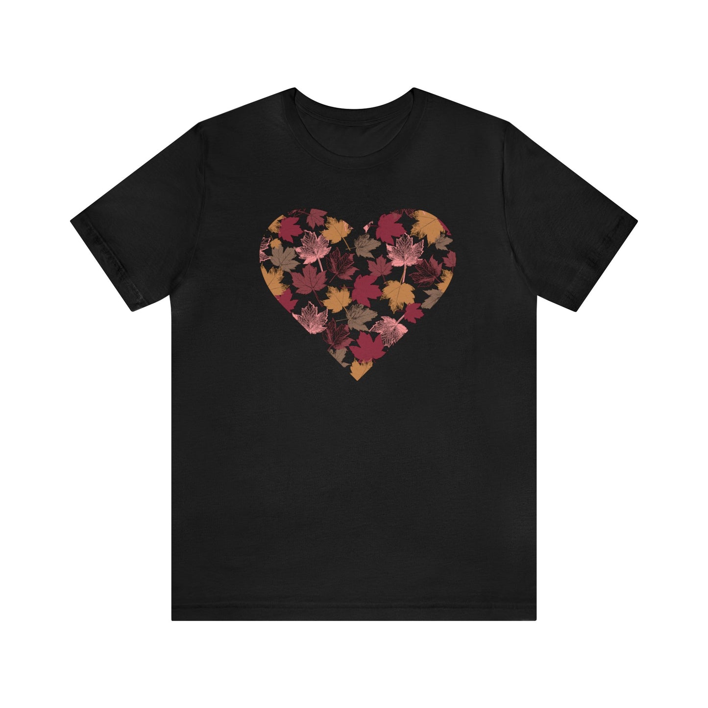 Fall Leaves Filled Heart Unisex Cotton Tee