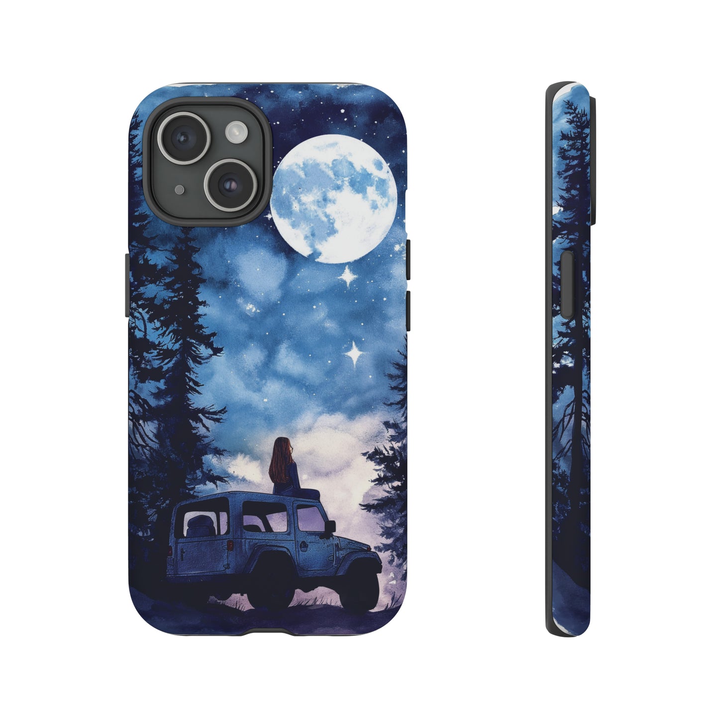 Forest Night Truck-Girl Traveler Watercolor Tough Phone Case