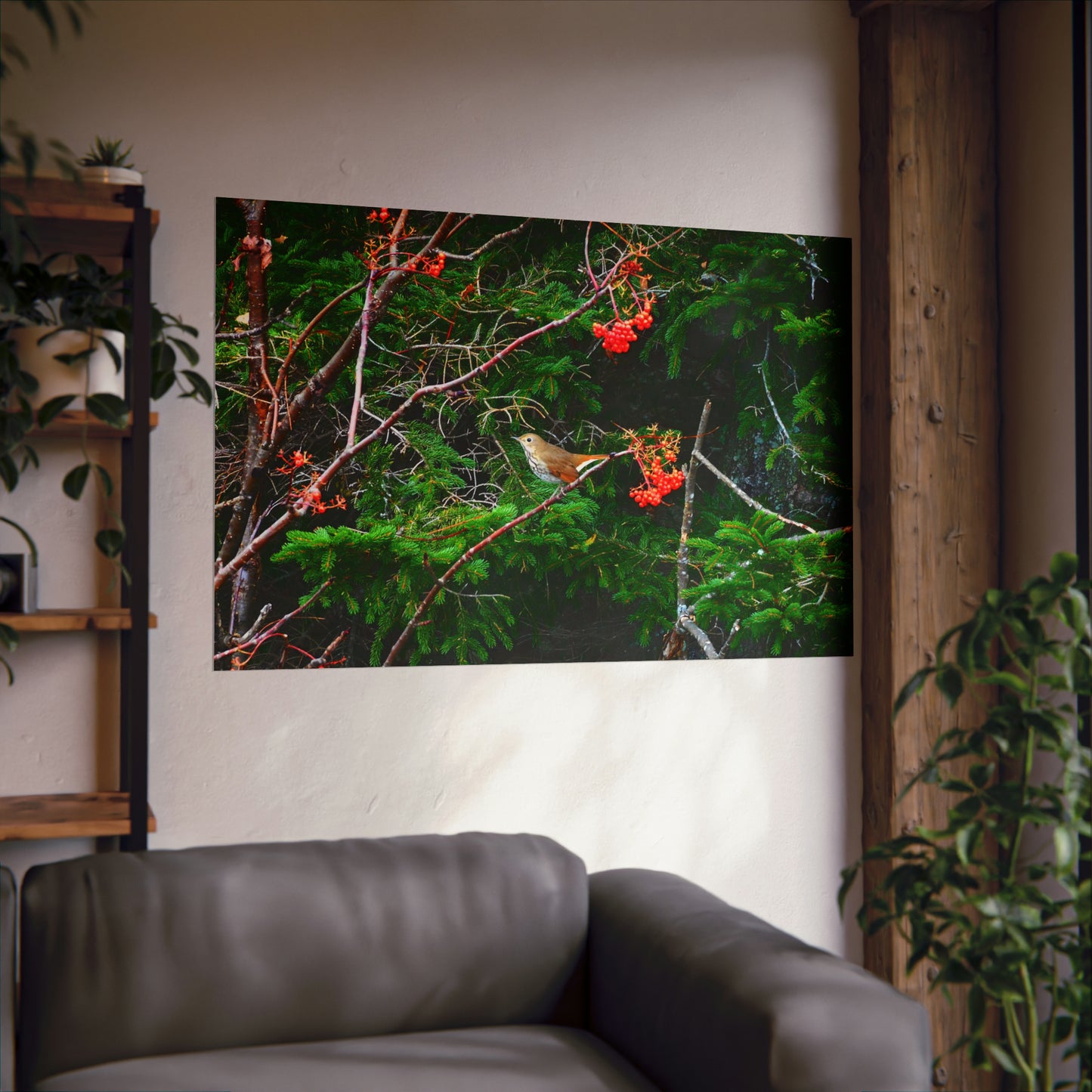 Vermont Forest Bird and Berries Matte Photo Poster