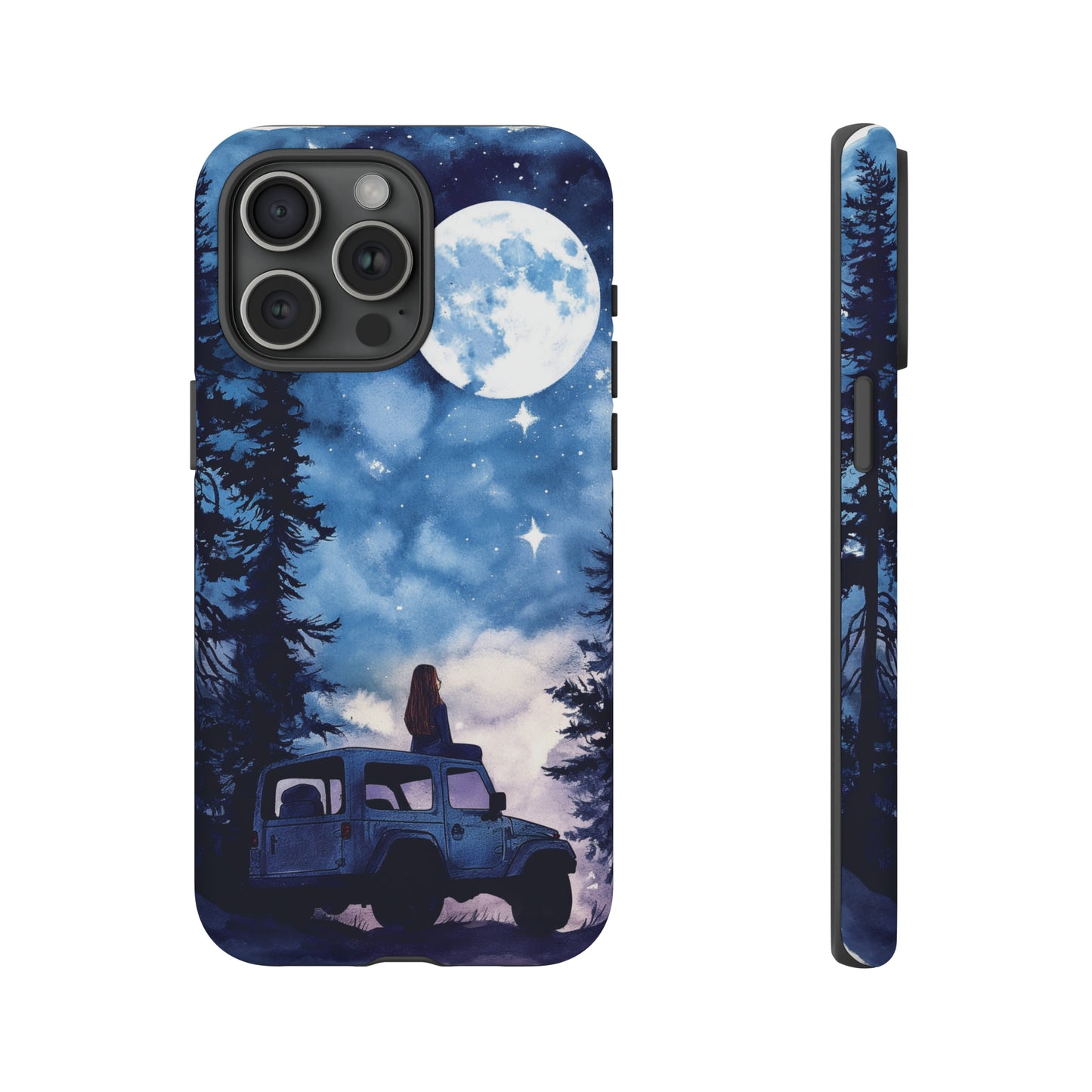 Forest Night Truck-Girl Traveler Watercolor Tough Phone Case