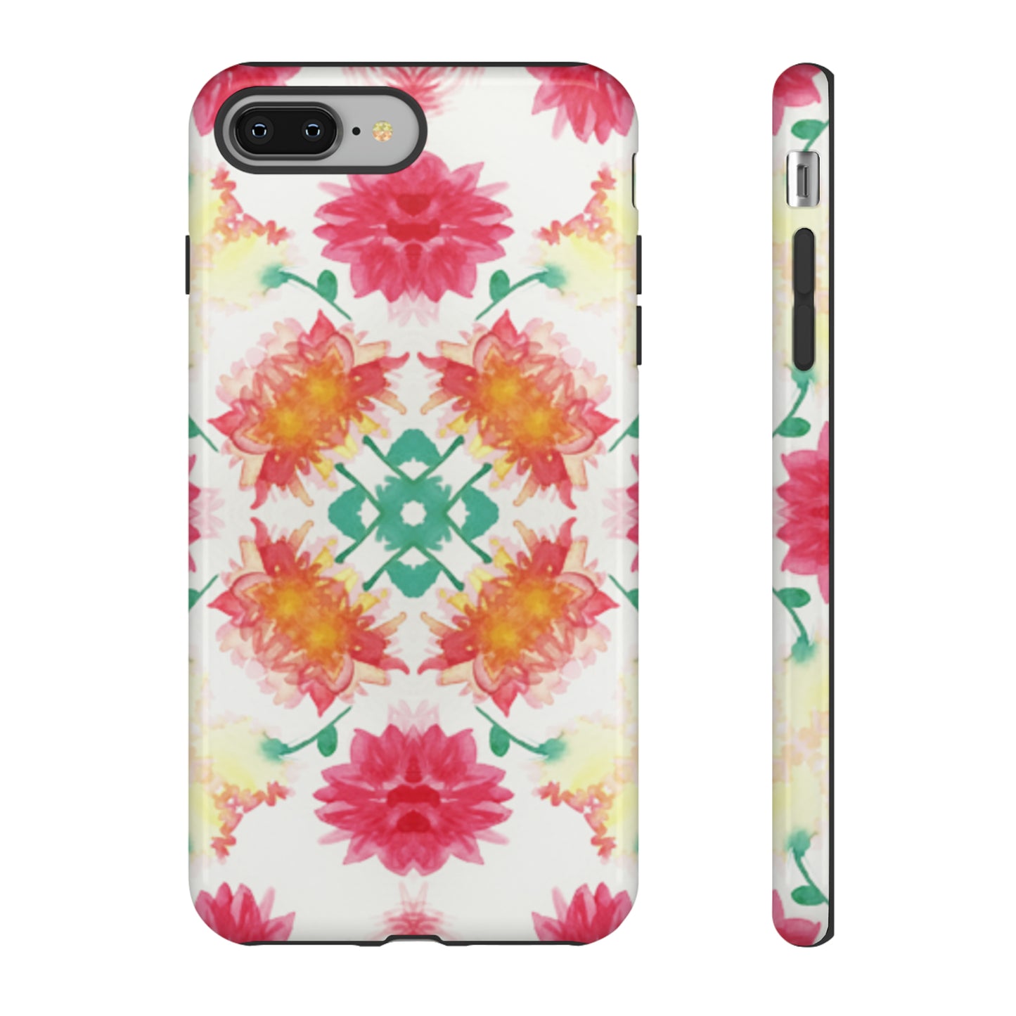 Sweet Magnolia Watercolor Tough Phone Case, Pink/Red Floral Smartphone Cover