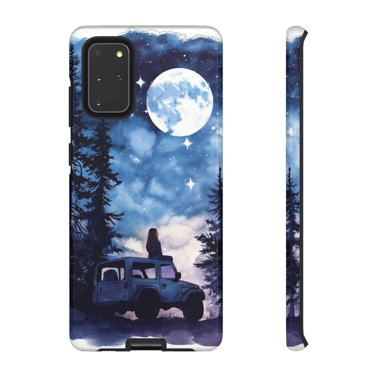 Forest Night Truck-Girl Traveler Watercolor Tough Phone Case