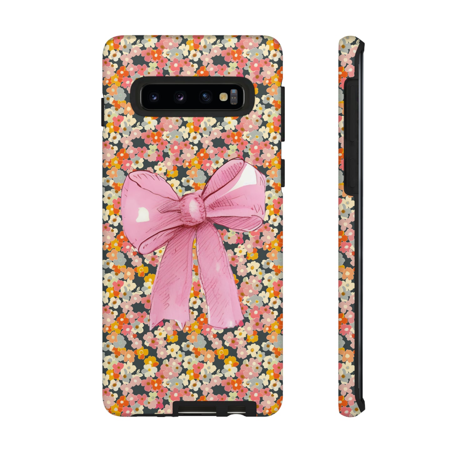 Pink Bow and Flower Pattern Collage Tough Phone Case