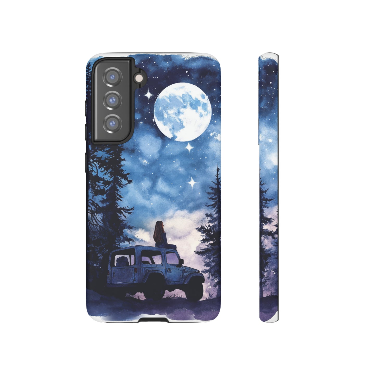 Forest Night Truck-Girl Traveler Watercolor Tough Phone Case