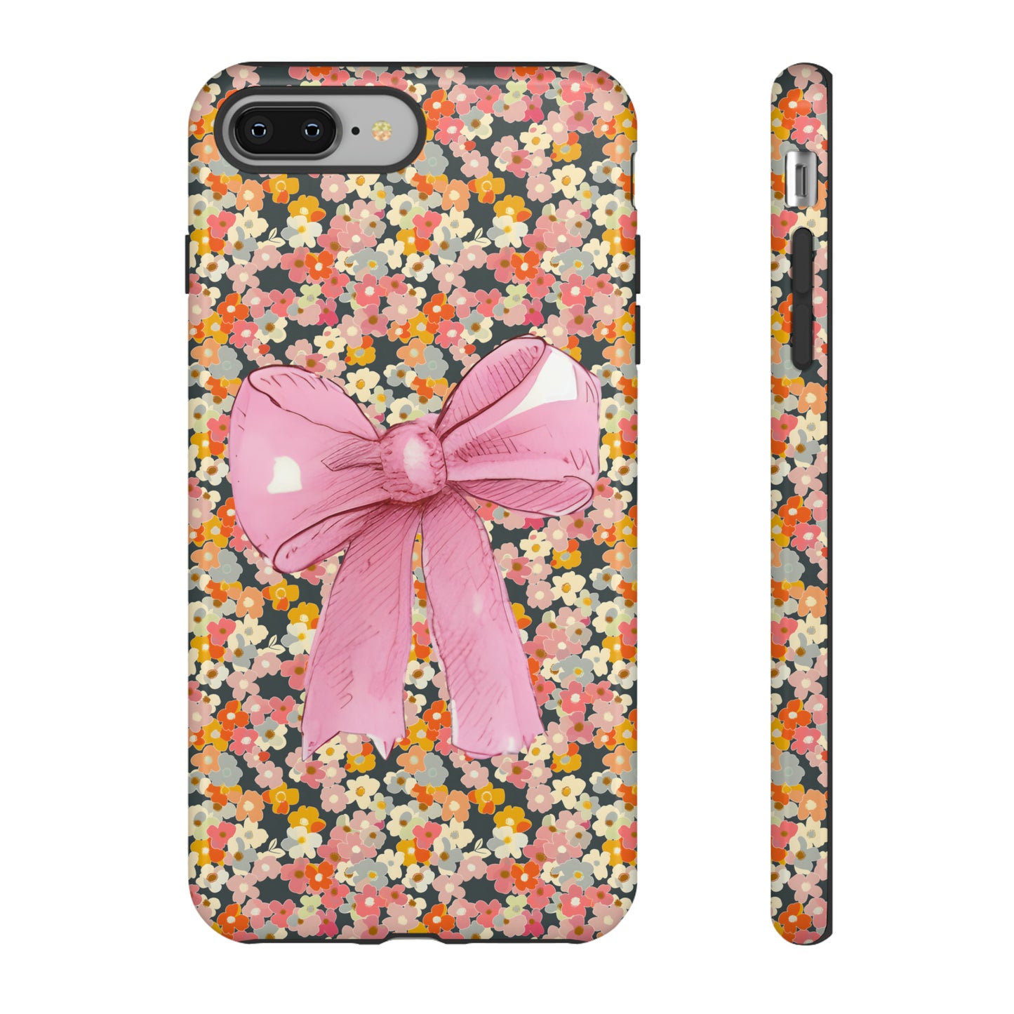 Pink Bow and Flower Pattern Collage Tough Phone Case