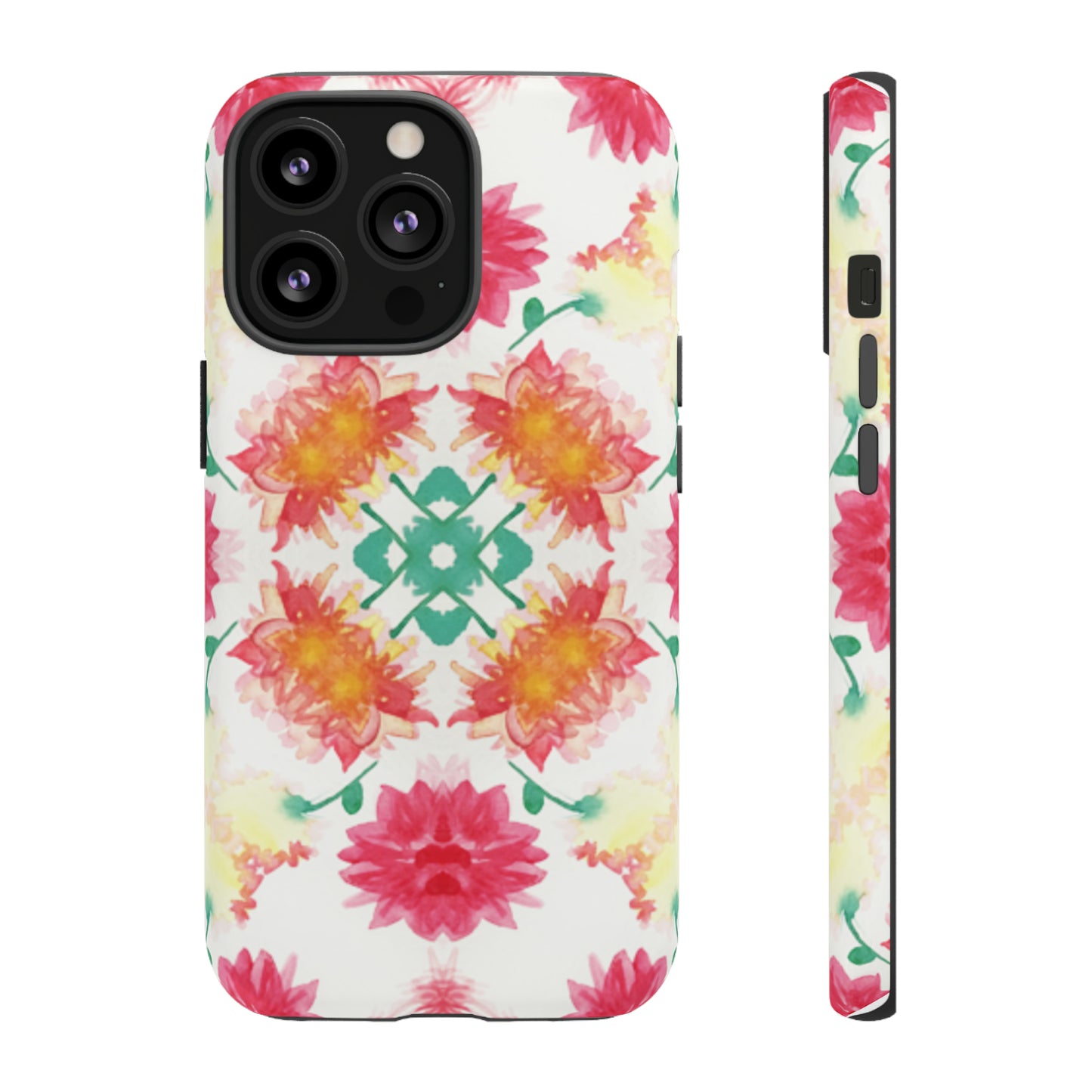 Sweet Magnolia Watercolor Tough Phone Case, Pink/Red Floral Smartphone Cover