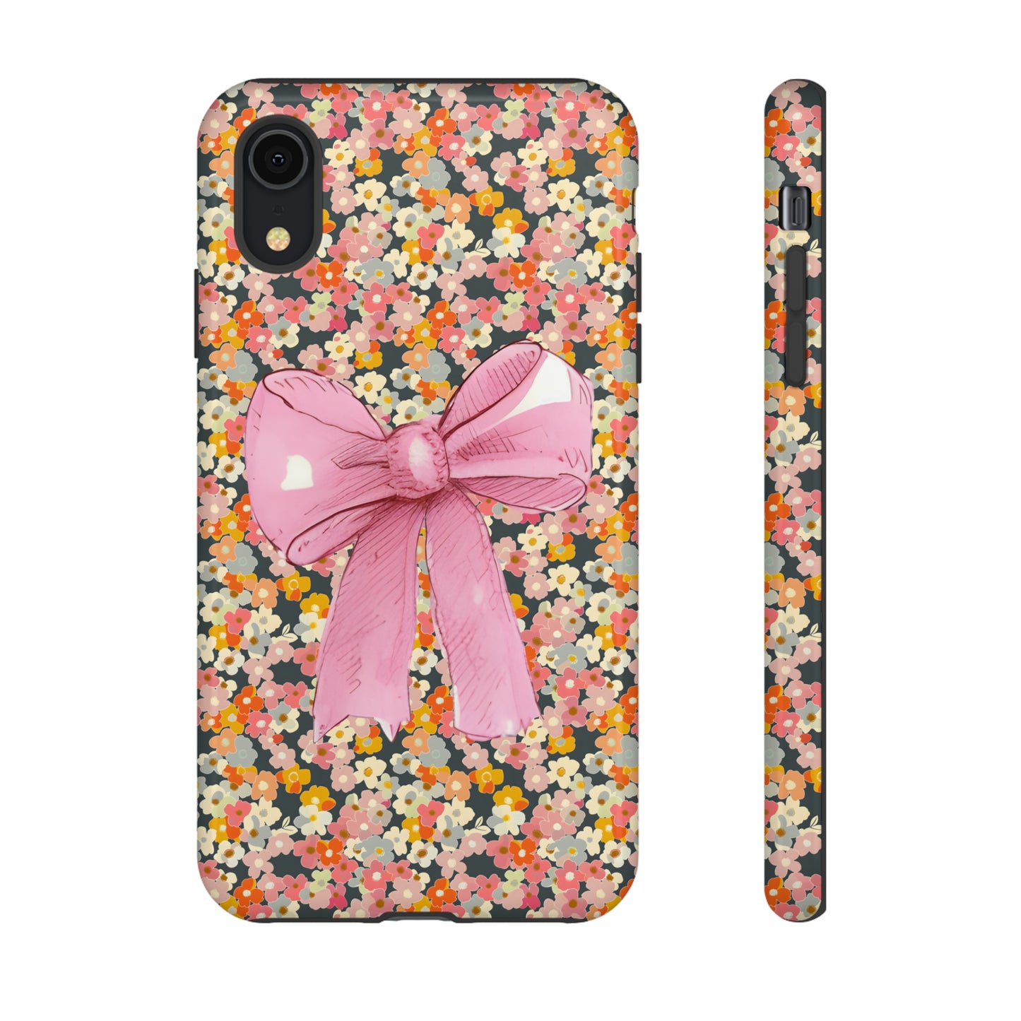 Pink Bow and Flower Pattern Collage Tough Phone Case