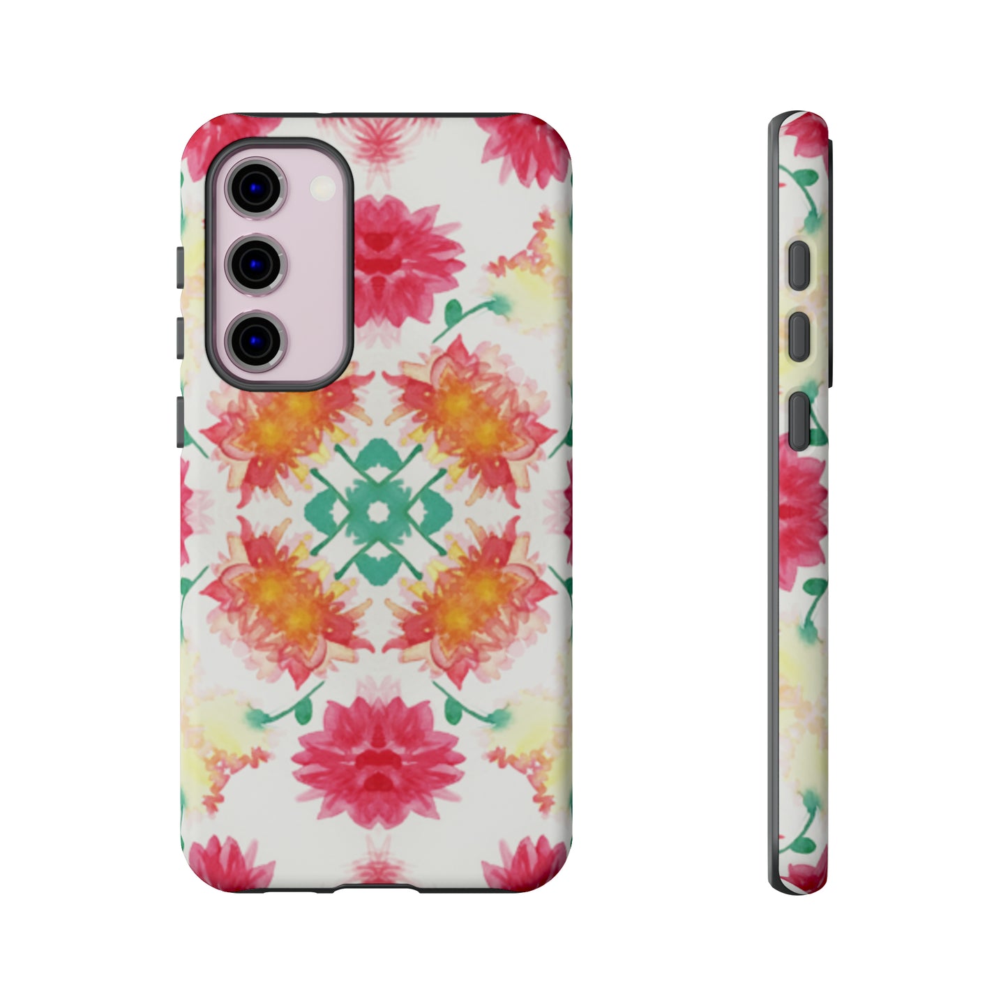 Sweet Magnolia Watercolor Tough Phone Case, Pink/Red Floral Smartphone Cover