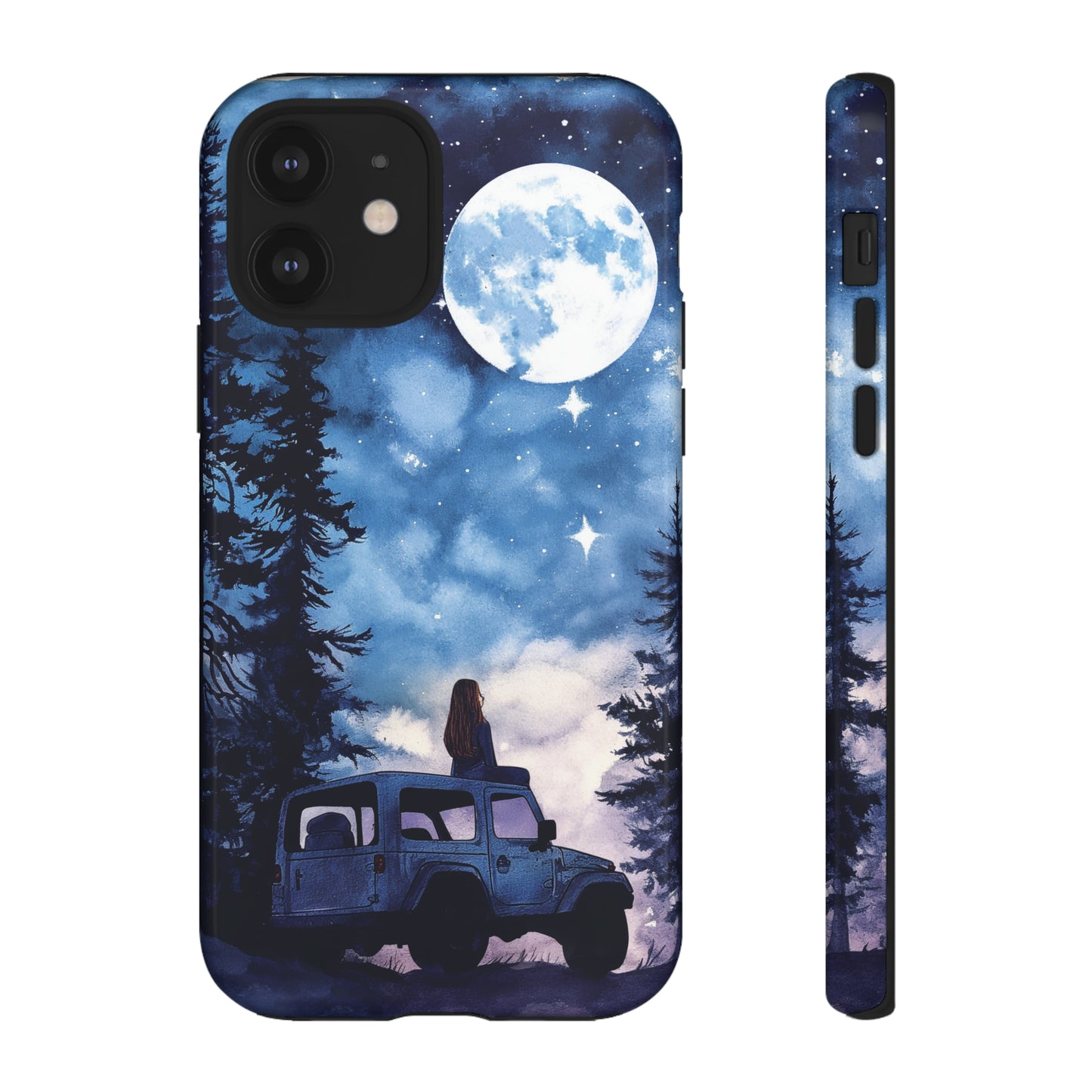 Forest Night Truck-Girl Traveler Watercolor Tough Phone Case