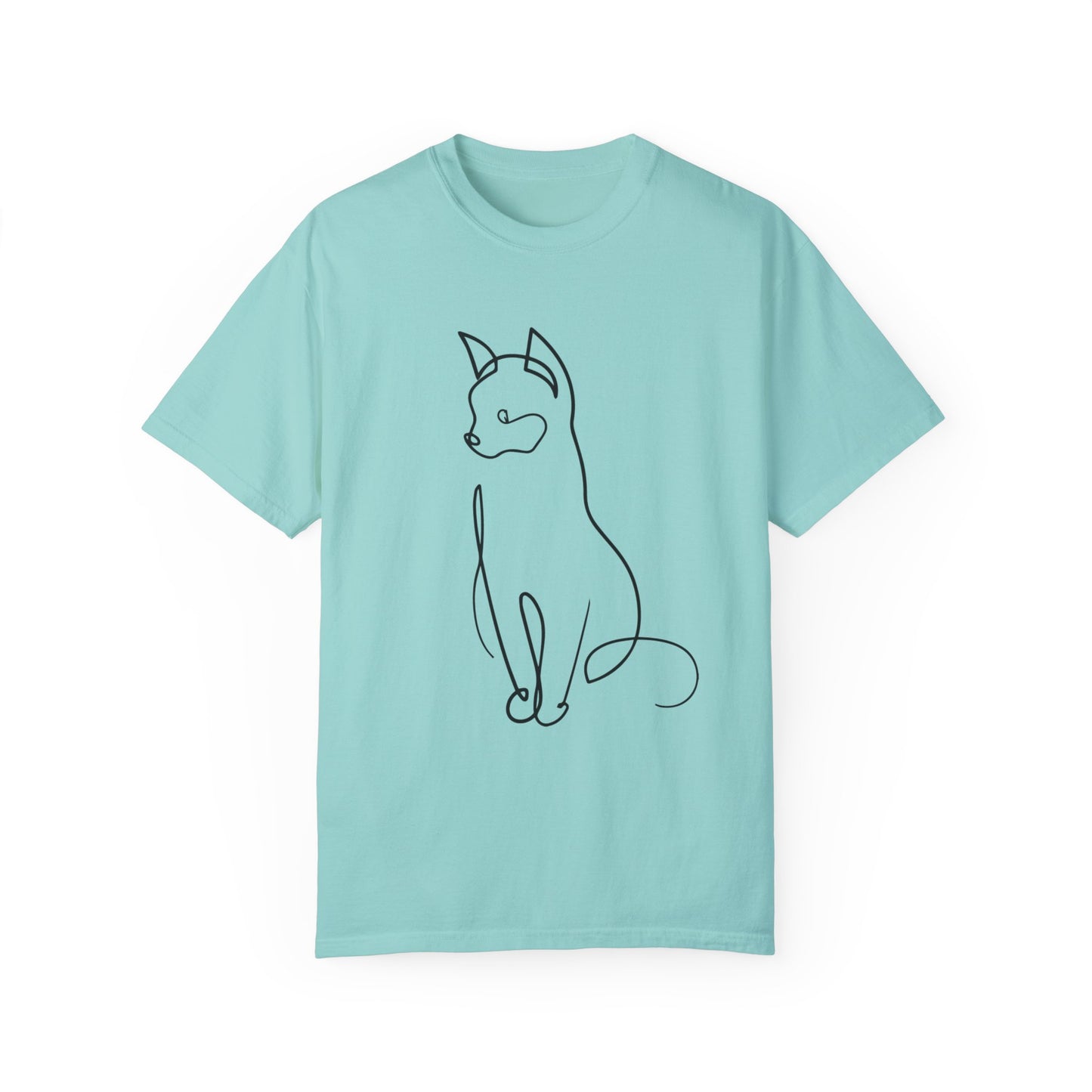 Line Art Cat Printed Unisex Garment-Dyed T-shirt