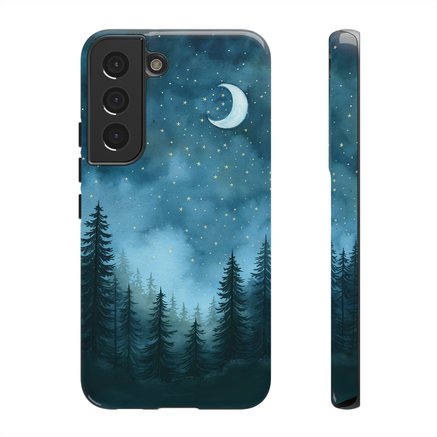 Forest Night Watercolor Tough Phone Case, Outdoors Smartphone Cover