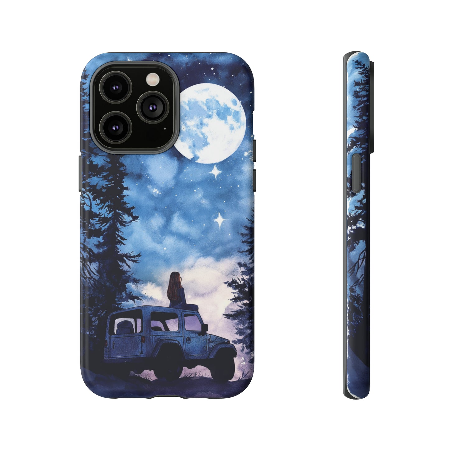 Forest Night Truck-Girl Traveler Watercolor Tough Phone Case