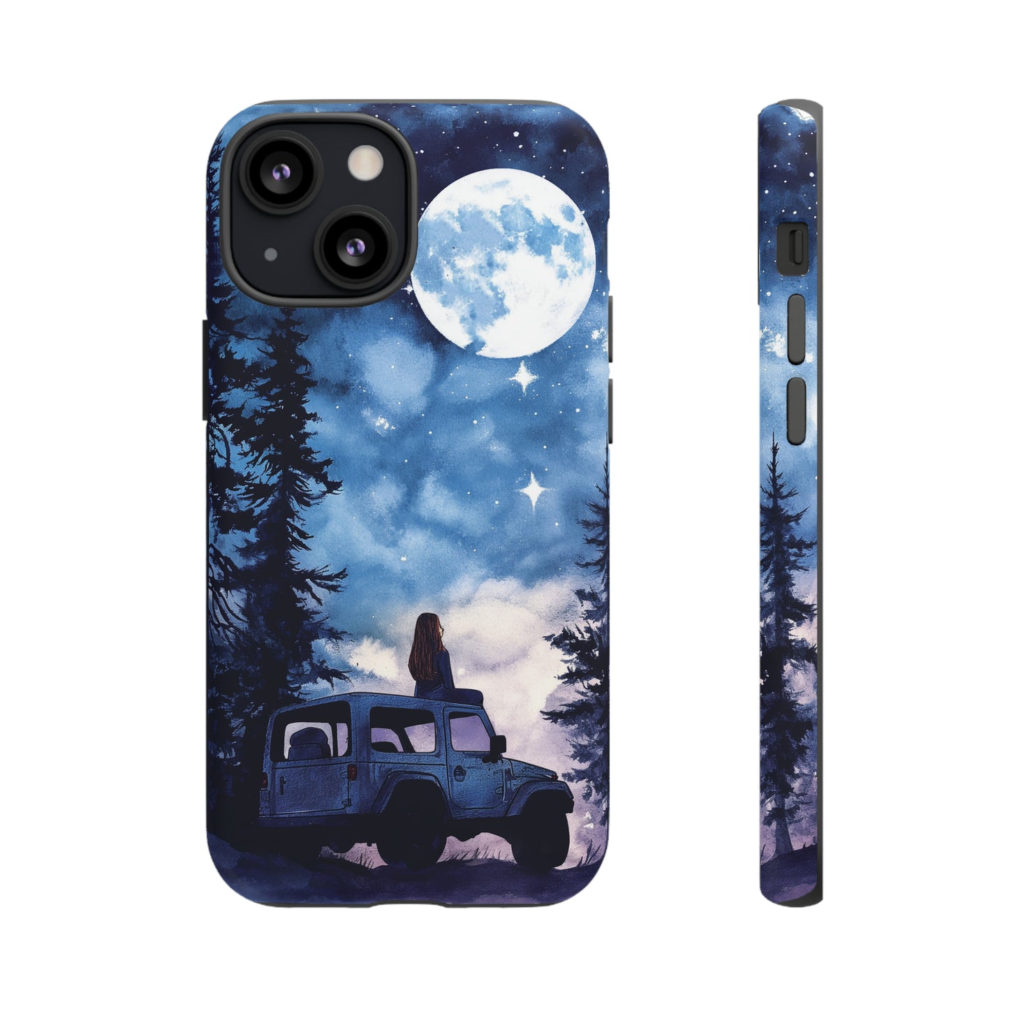 Forest Night Truck-Girl Traveler Watercolor Tough Phone Case