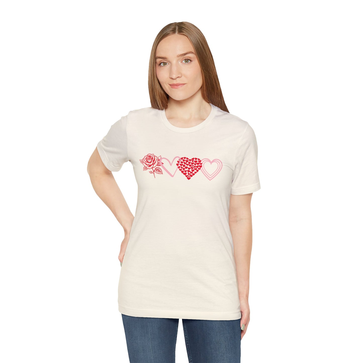 Valentine Rosey Hearts Unisex Jersey Short Sleeve T-Shirt