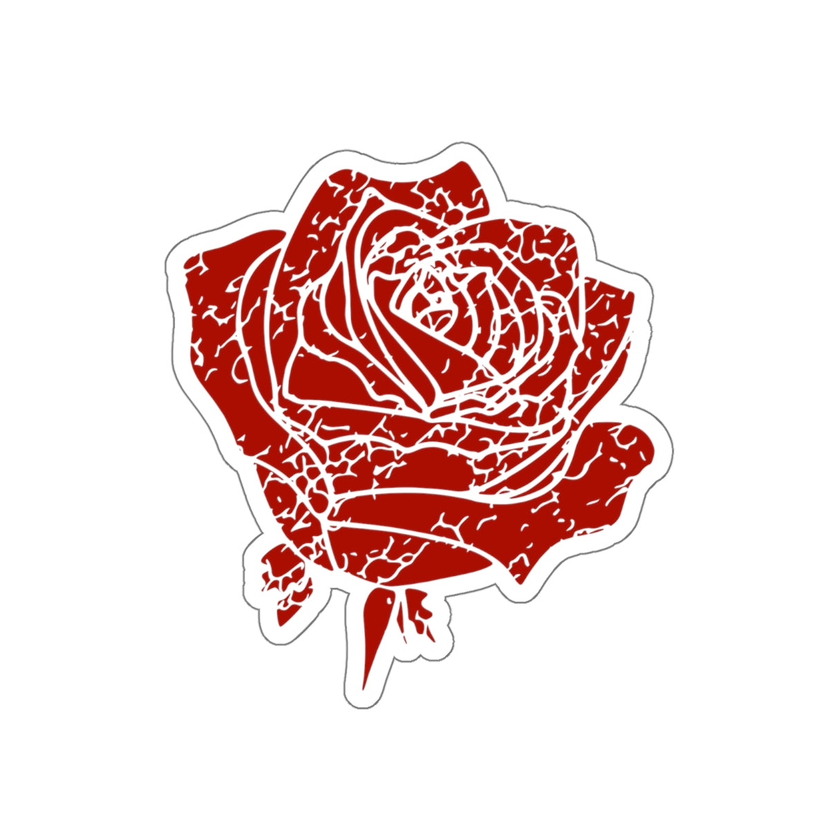 Distressed Red Rose Vinyl Sticker