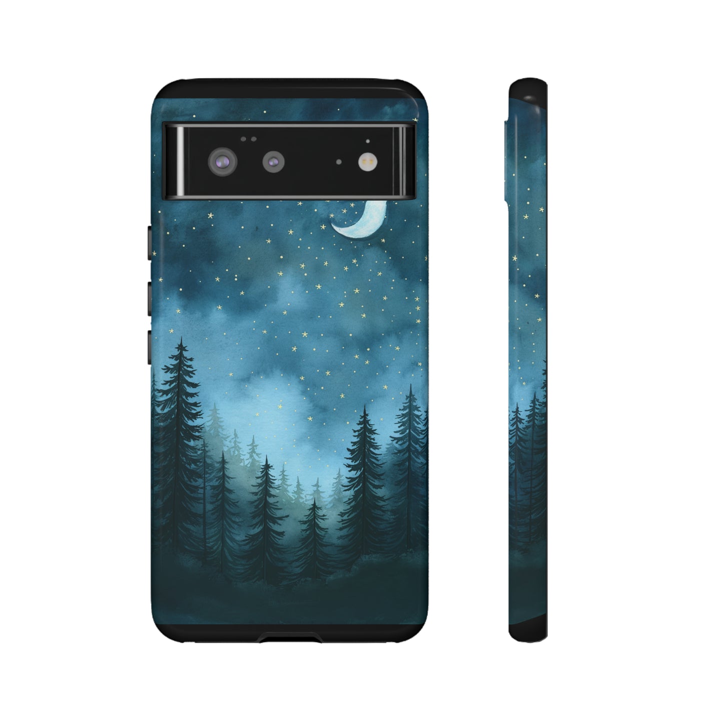 Forest Night Watercolor Tough Phone Case, Outdoors Smartphone Cover