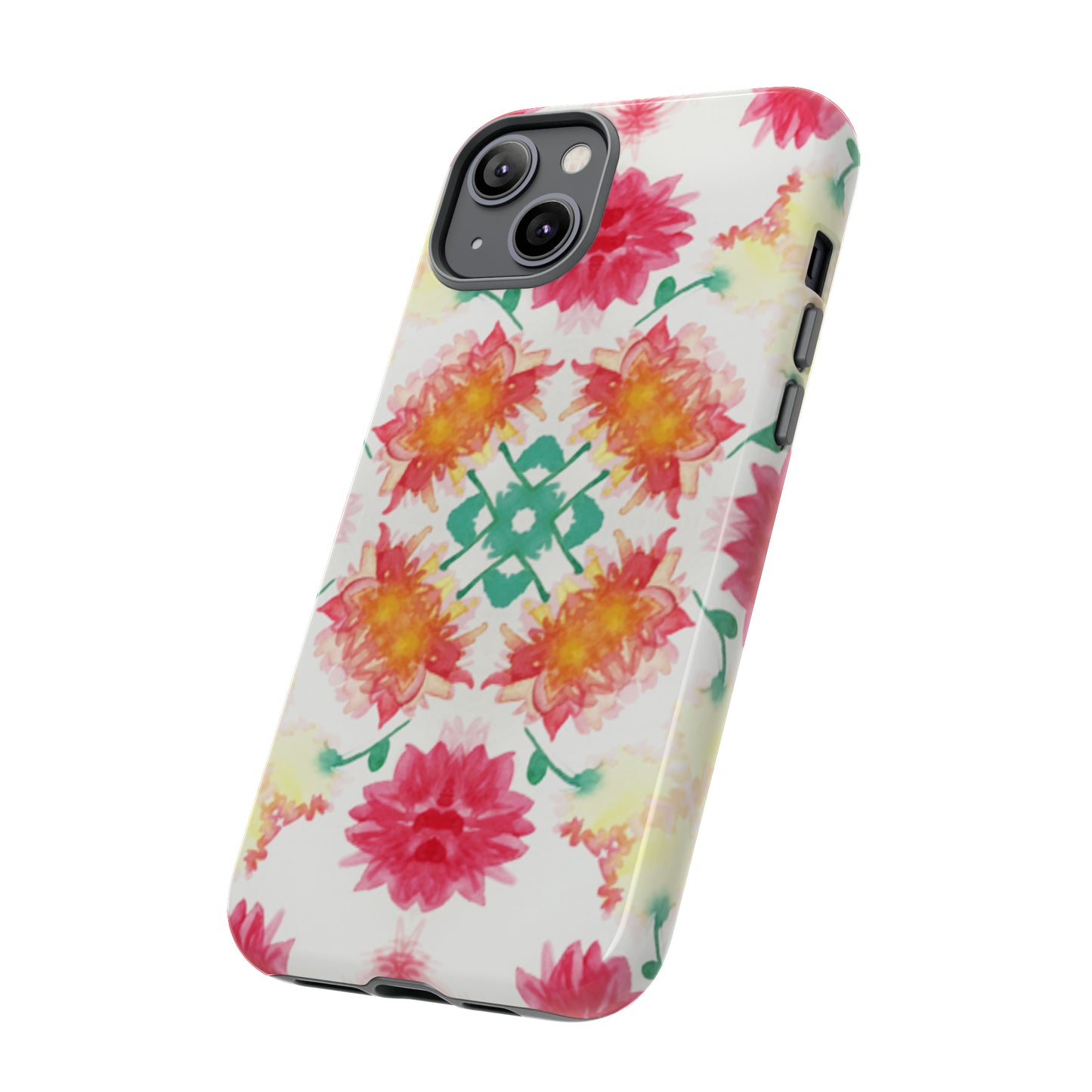 Sweet Magnolia Watercolor Tough Phone Case, Pink/Red Floral Smartphone Cover