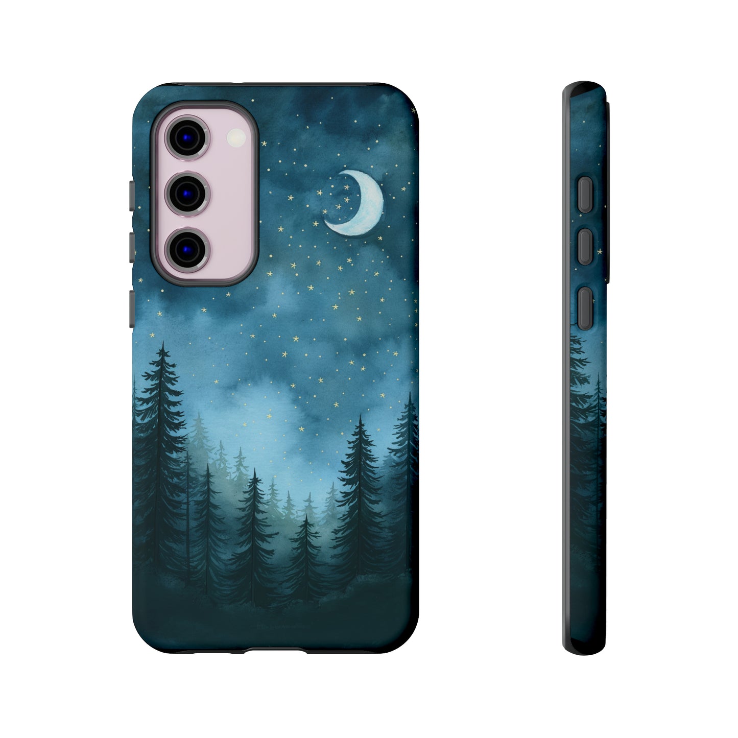 Forest Night Watercolor Tough Phone Case, Outdoors Smartphone Cover