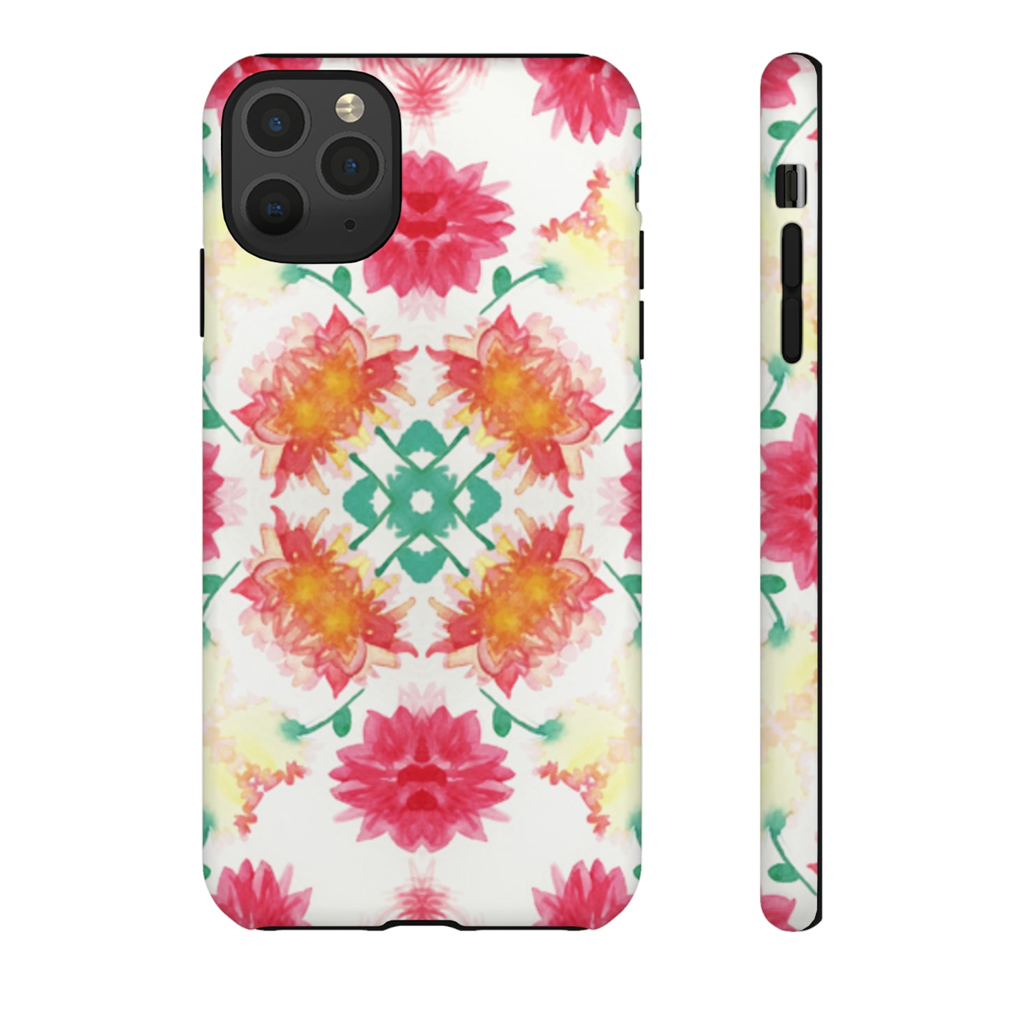 Sweet Magnolia Watercolor Tough Phone Case, Pink/Red Floral Smartphone Cover