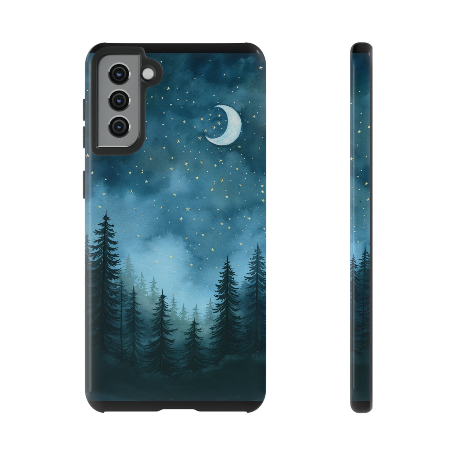 Forest Night Watercolor Tough Phone Case, Outdoors Smartphone Cover