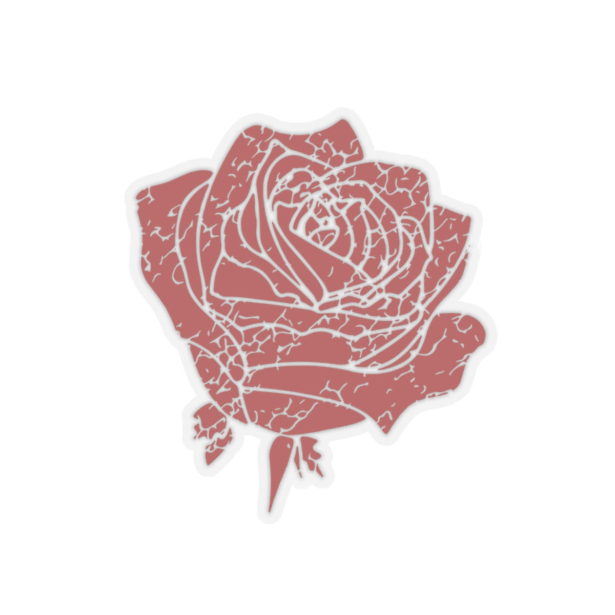 Distressed Red Rose Vinyl Sticker