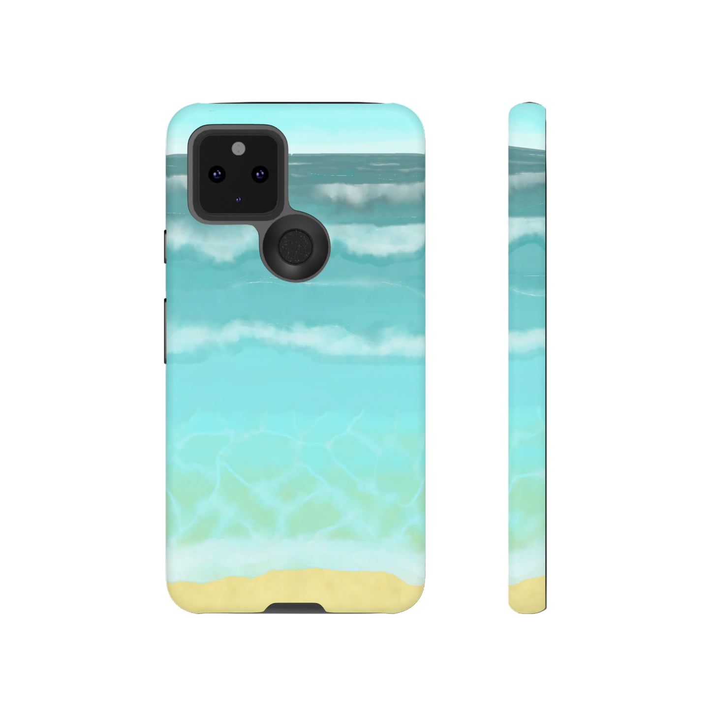 Shoreline Watercolor Ocean Beach Tough Phone Case, Summer Smartphone Cover