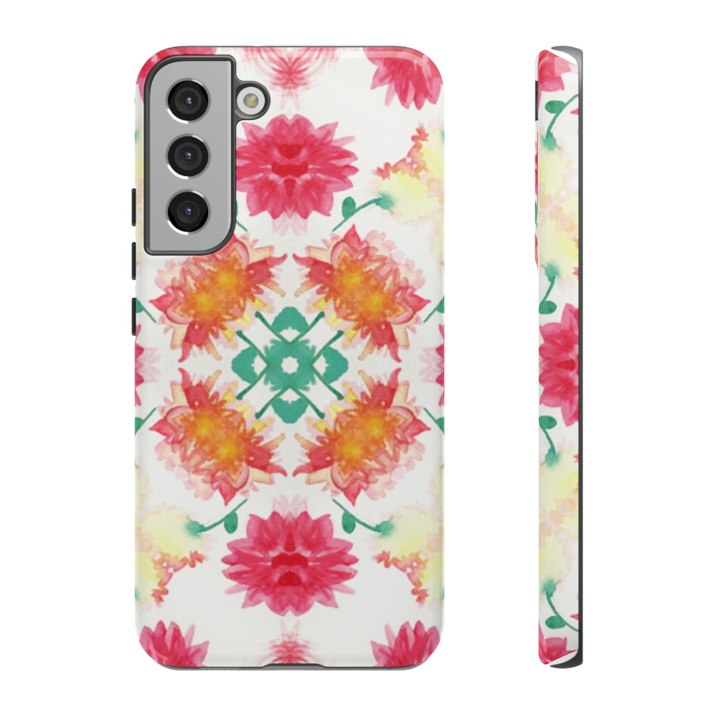 Sweet Magnolia Watercolor Tough Phone Case, Pink/Red Floral Smartphone Cover