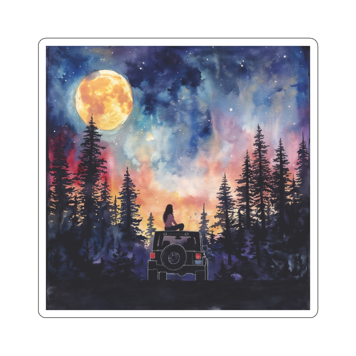 Stargazer Off Road Truck-Girl Square Sticker