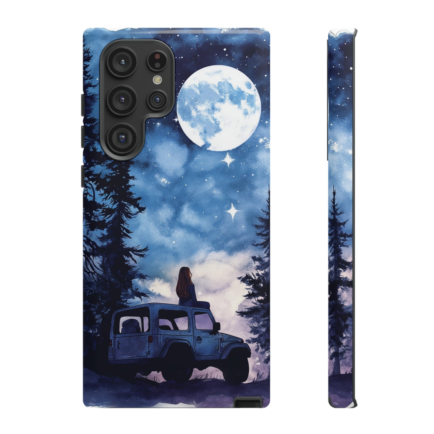 Forest Night Truck-Girl Traveler Watercolor Tough Phone Case