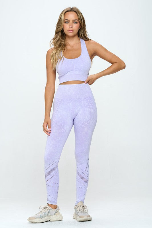 Seamless Two Piece Yoga Pastel Mineral Washed Activewear Set