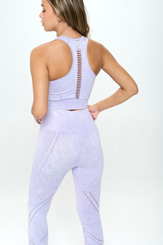 Seamless Two Piece Yoga Pastel Mineral Washed Activewear Set