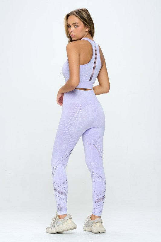 Seamless Two Piece Yoga Pastel Mineral Washed Activewear Set