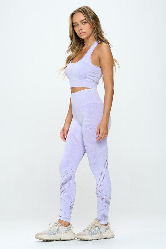 Seamless Two Piece Yoga Pastel Mineral Washed Activewear Set