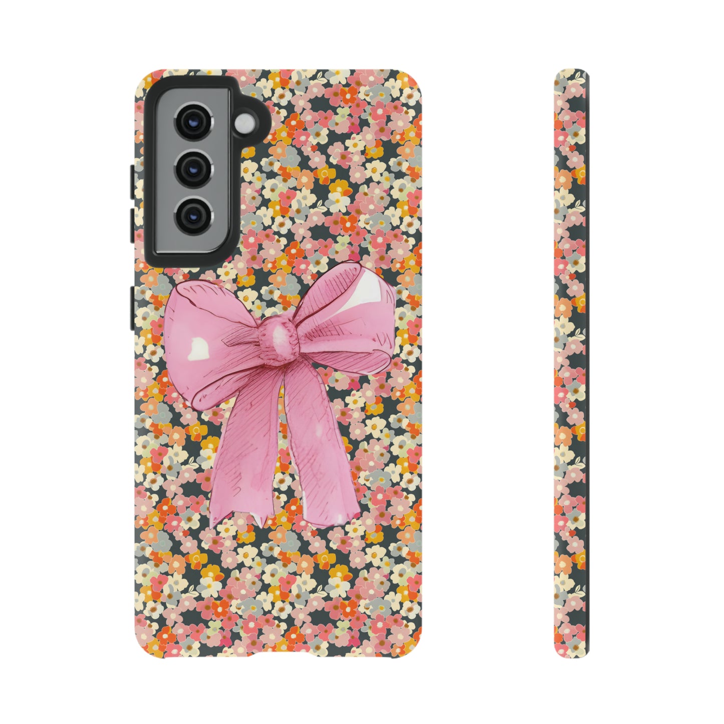 Pink Bow and Flower Pattern Collage Tough Phone Case