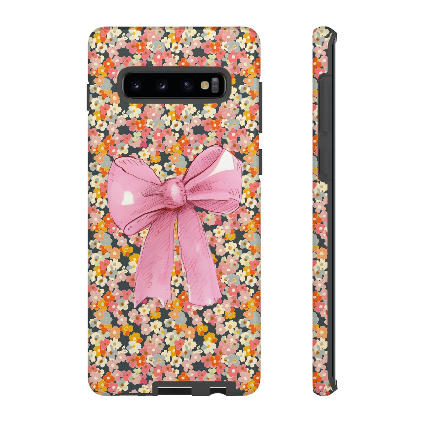 Pink Bow and Flower Pattern Collage Tough Phone Case