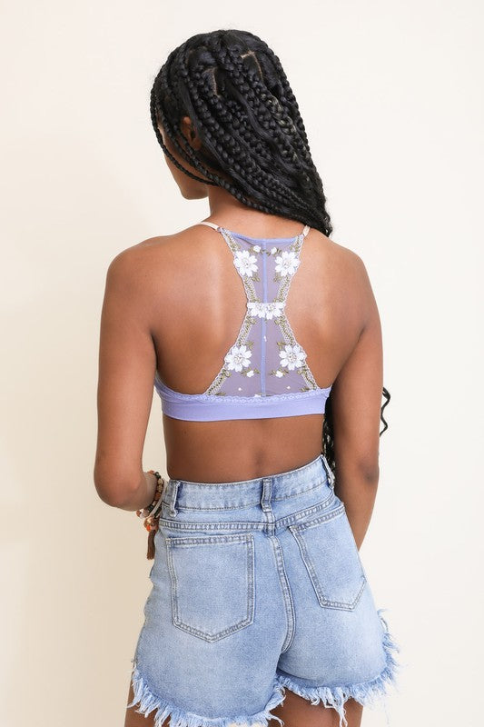 Floral Lattice Wireless Bralette