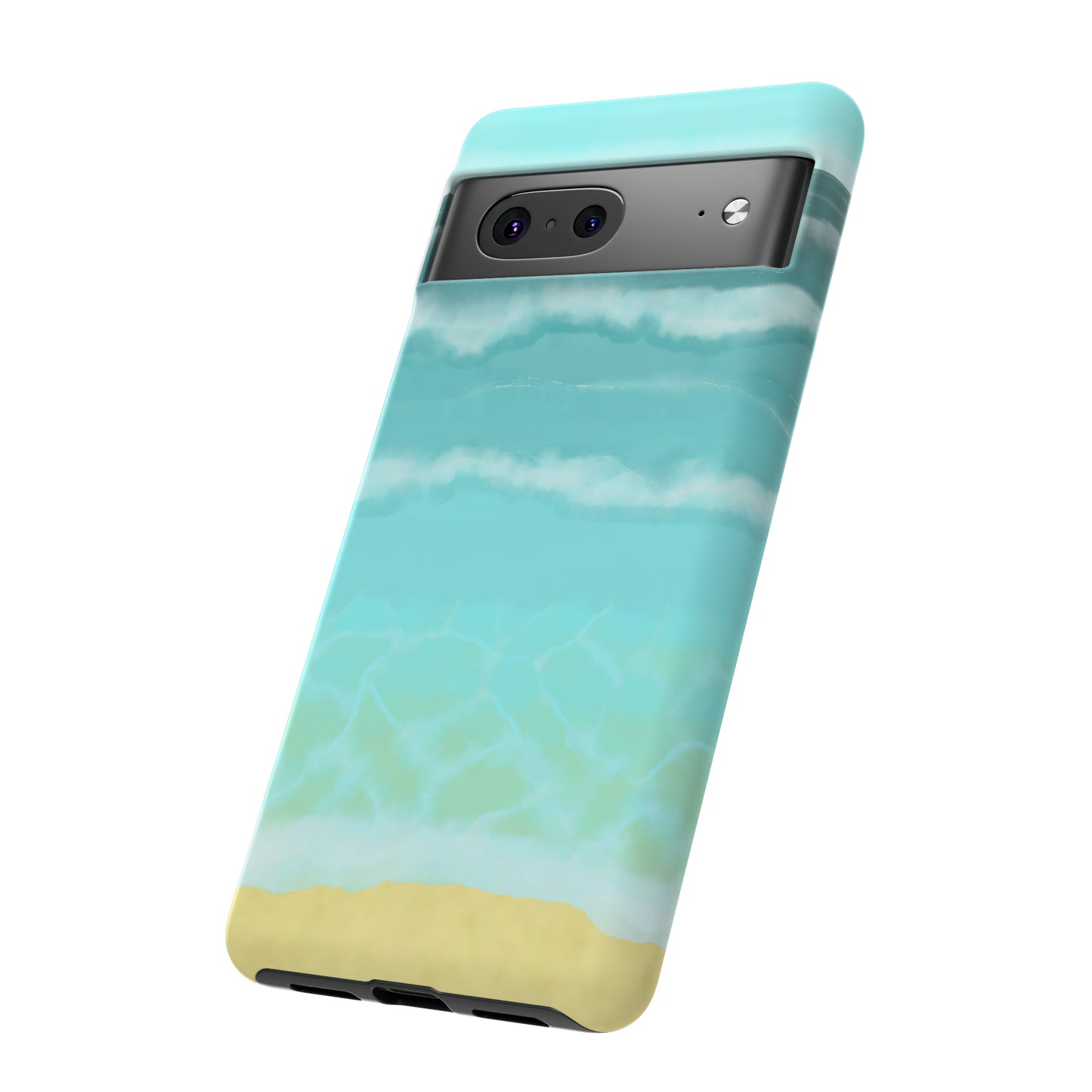 Shoreline Watercolor Ocean Beach Tough Phone Case, Summer Smartphone Cover