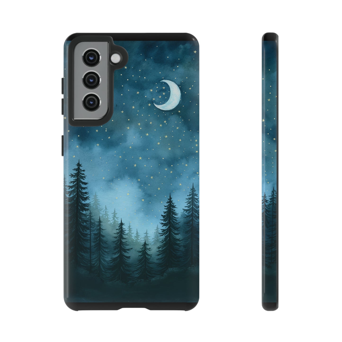 Forest Night Watercolor Tough Phone Case, Outdoors Smartphone Cover