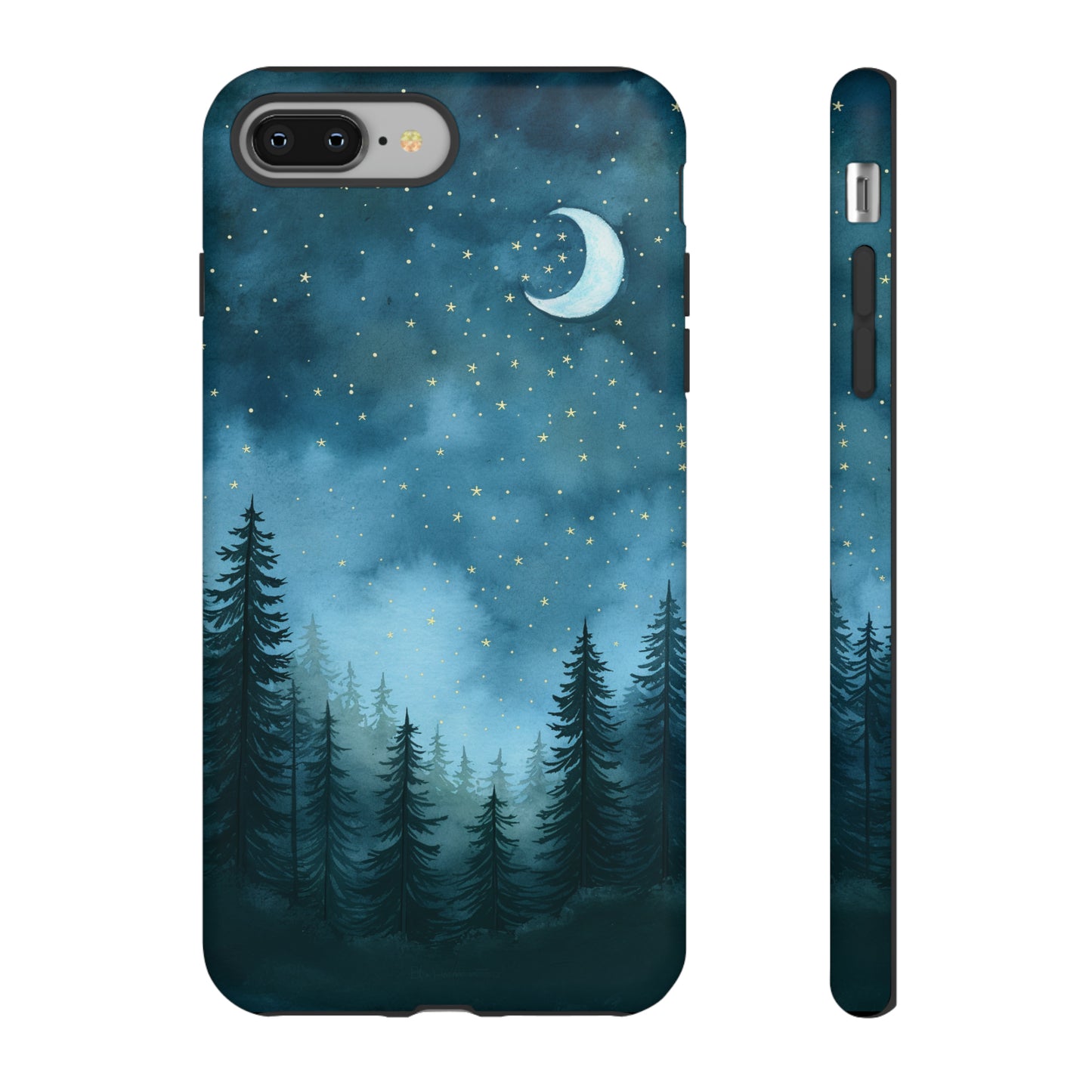 Forest Night Watercolor Tough Phone Case, Outdoors Smartphone Cover