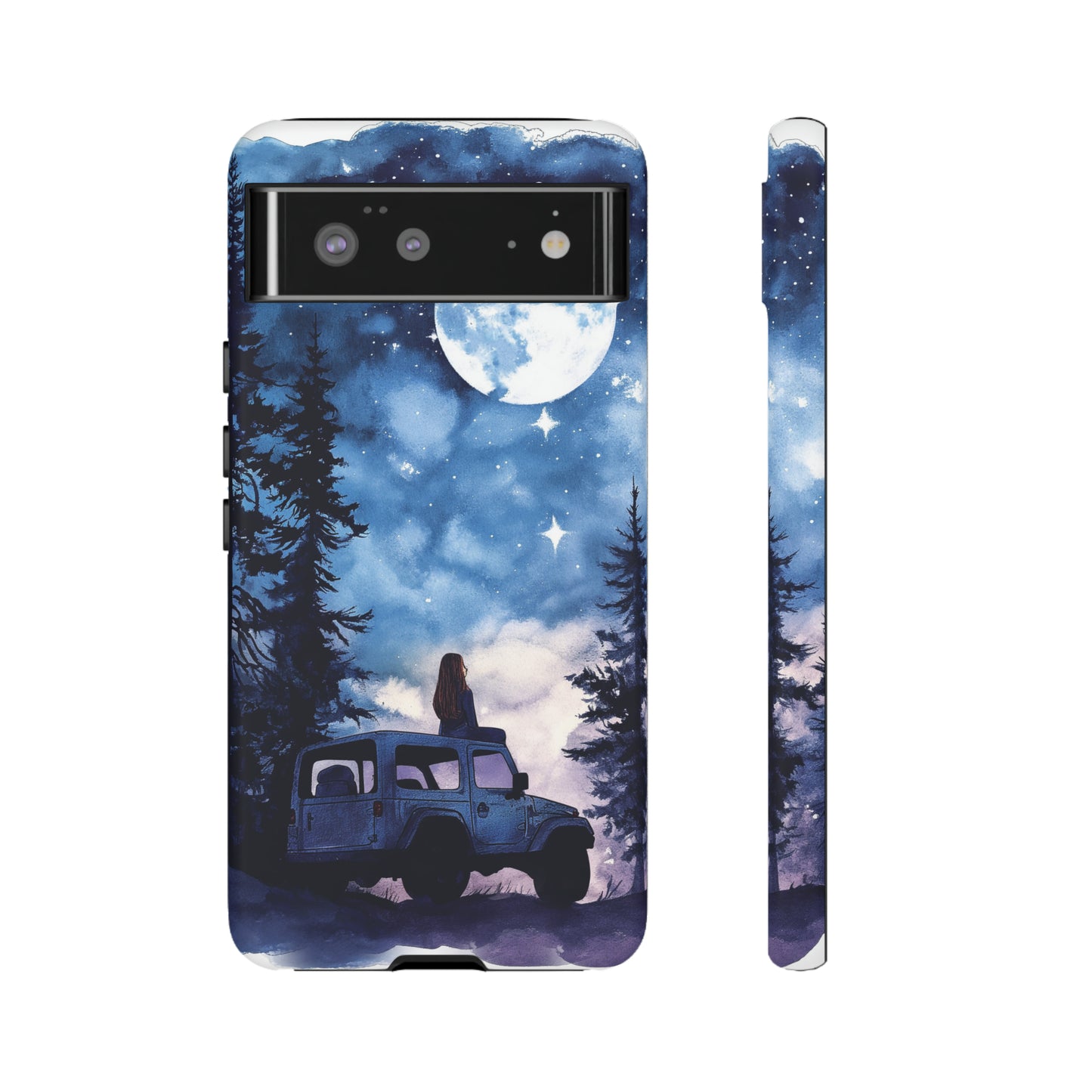 Forest Night Truck-Girl Traveler Watercolor Tough Phone Case