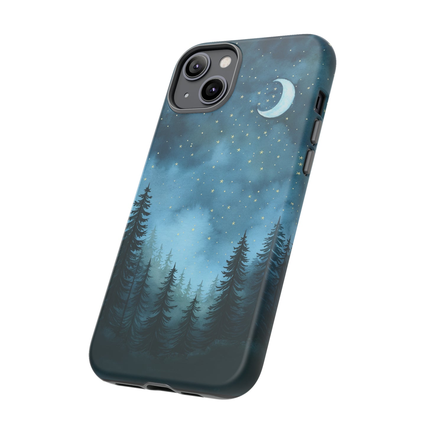 Forest Night Watercolor Tough Phone Case, Outdoors Smartphone Cover