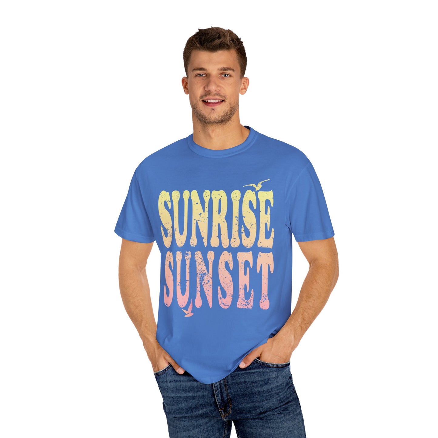 Sunrise Sunset Distressed Ombre Tee Unisex Garment-Dyed T-shirt