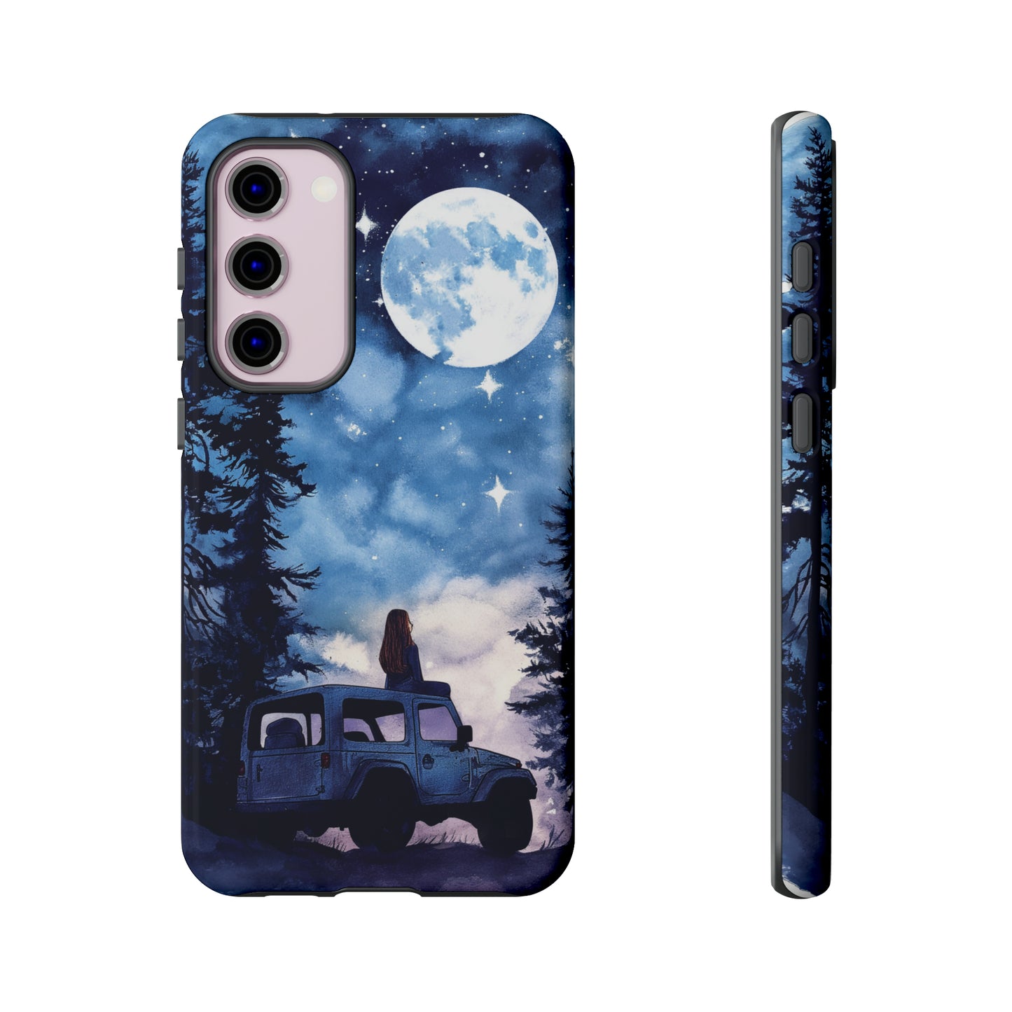 Forest Night Truck-Girl Traveler Watercolor Tough Phone Case