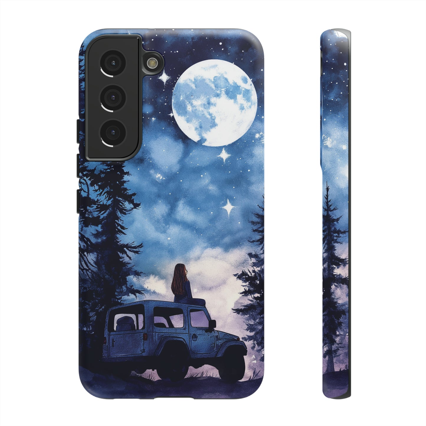 Forest Night Truck-Girl Traveler Watercolor Tough Phone Case