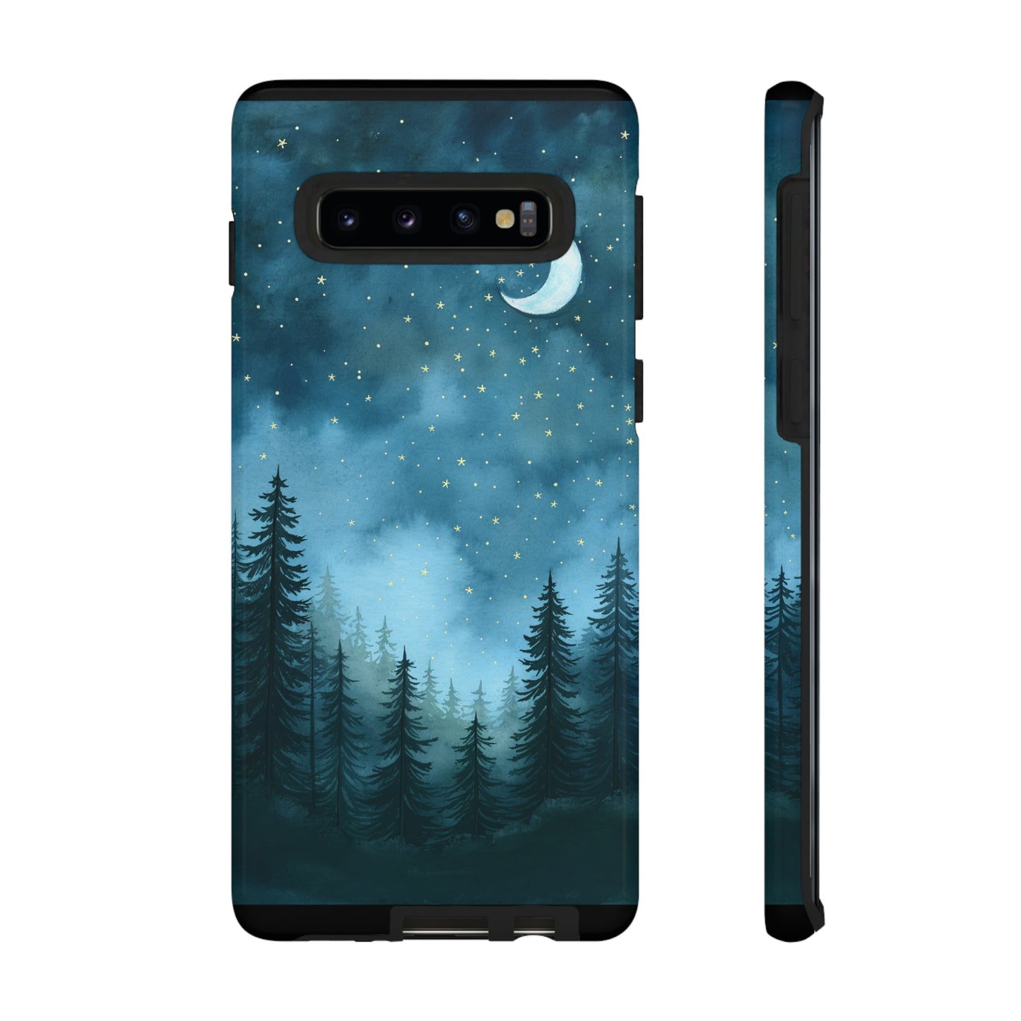 Forest Night Watercolor Tough Phone Case, Outdoors Smartphone Cover