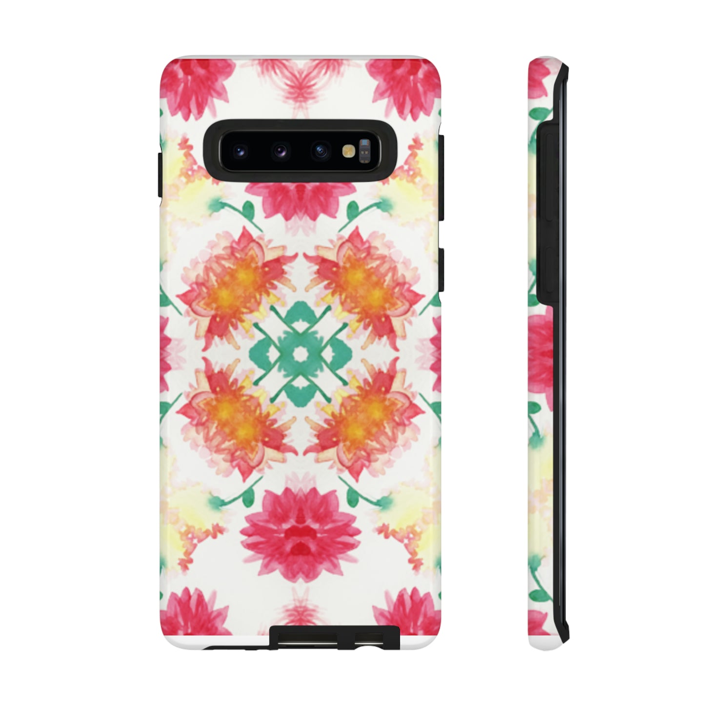 Sweet Magnolia Watercolor Tough Phone Case, Pink/Red Floral Smartphone Cover