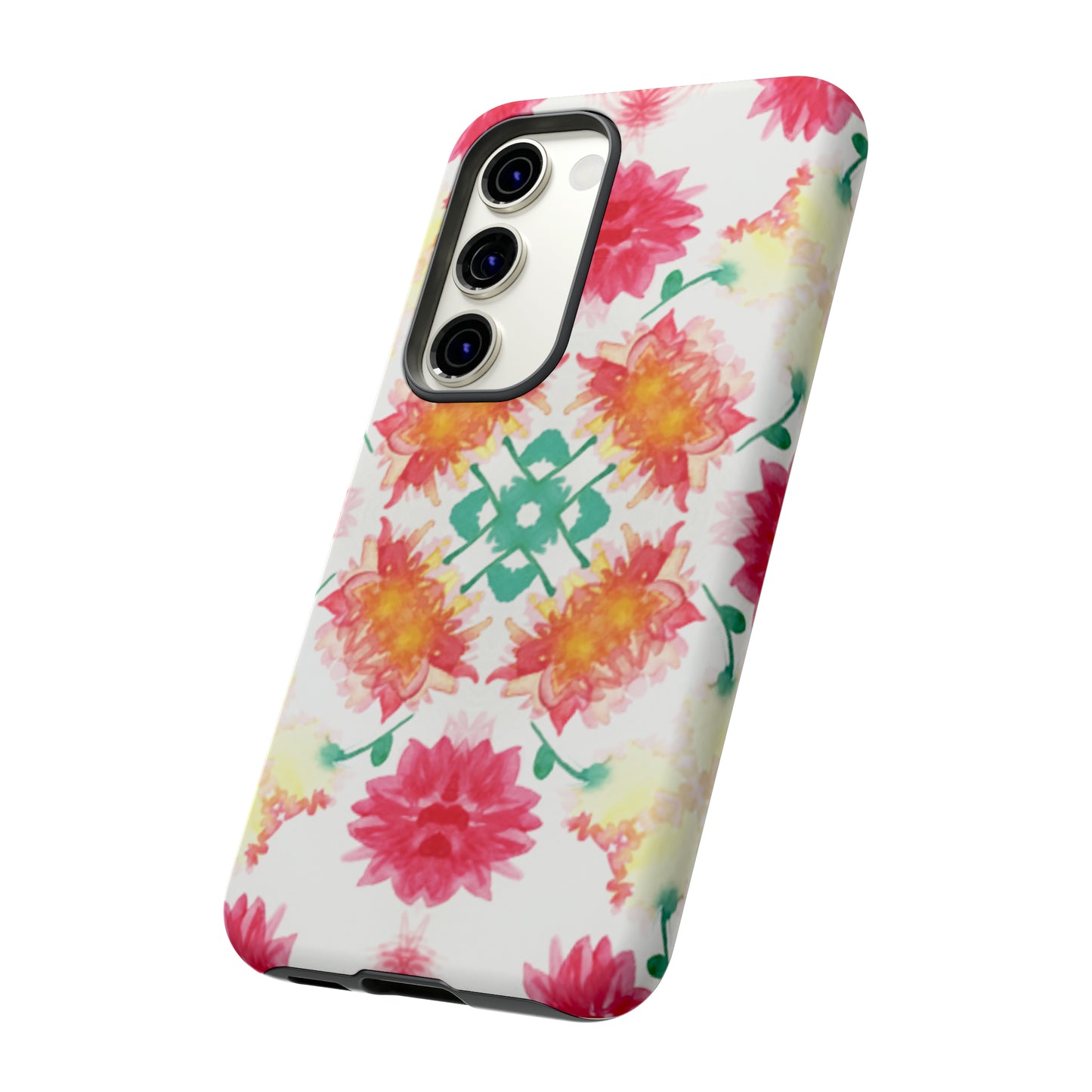 Sweet Magnolia Watercolor Tough Phone Case, Pink/Red Floral Smartphone Cover