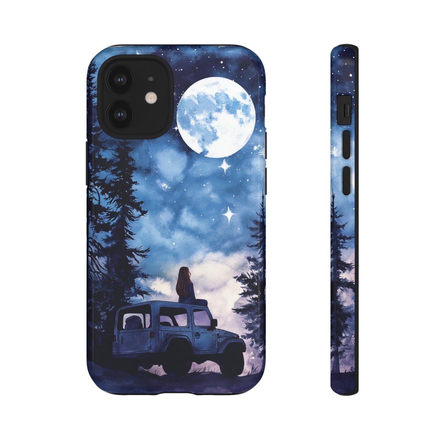 Forest Night Truck-Girl Traveler Watercolor Tough Phone Case