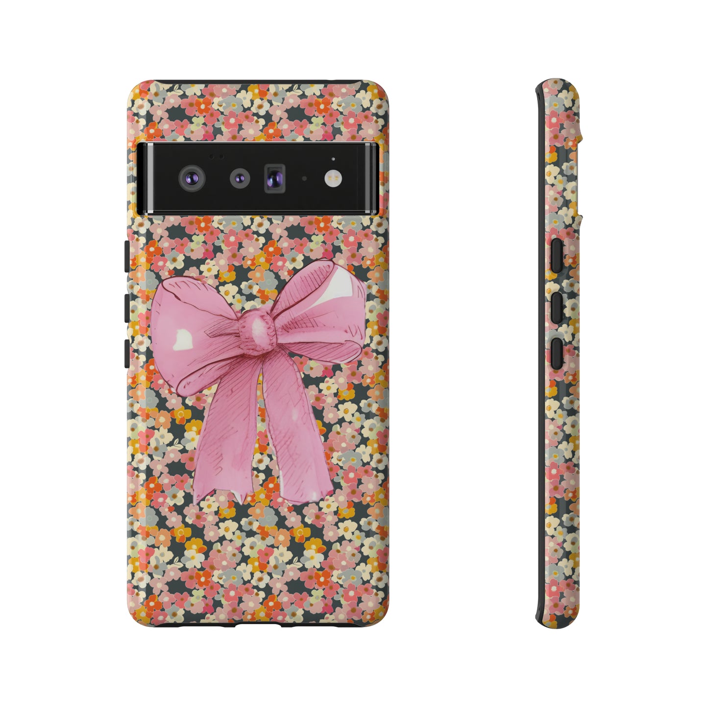 Pink Bow and Flower Pattern Collage Tough Phone Case